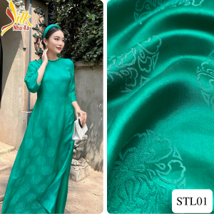 Lụa họa tiết hoa sen tròn - STL01